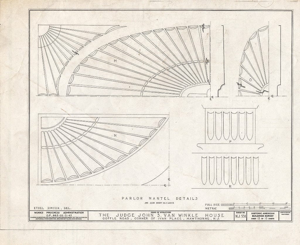 Blueprint HABS NJ,16-HAWTH,4- (Sheet 13 of 15) - Judge John S. Van Winkle House, 868 Goffle Road, Hawthorne, Passaic County, NJ