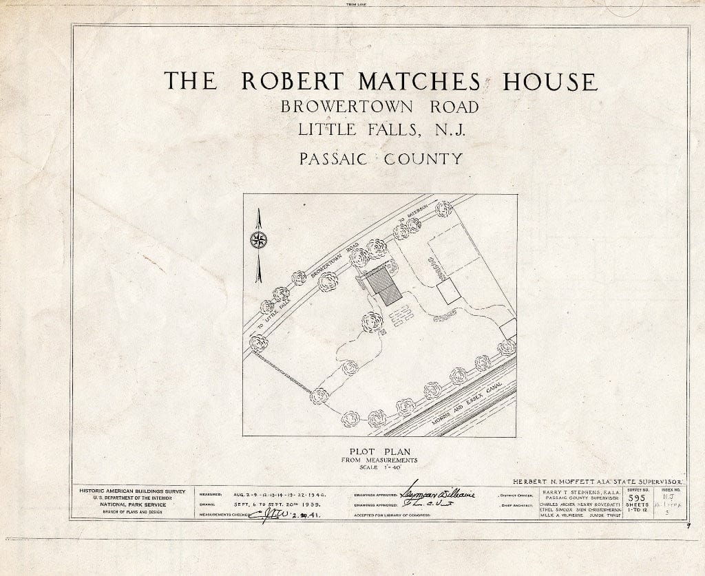 Blueprint HABS NJ,16-LITFA,3- (Sheet 0 of 12) - Robert Matches House, Browertown Road, Little Falls, Passaic County, NJ