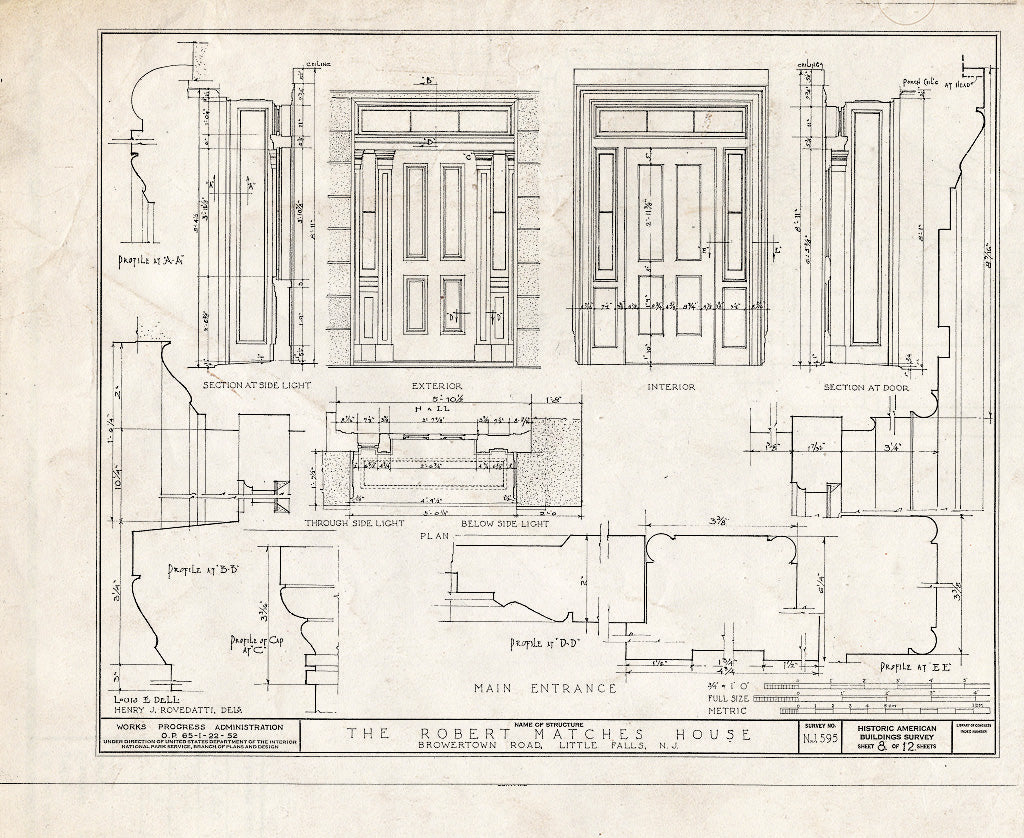 Blueprint HABS NJ,16-LITFA,3- (Sheet 8 of 12) - Robert Matches House, Browertown Road, Little Falls, Passaic County, NJ