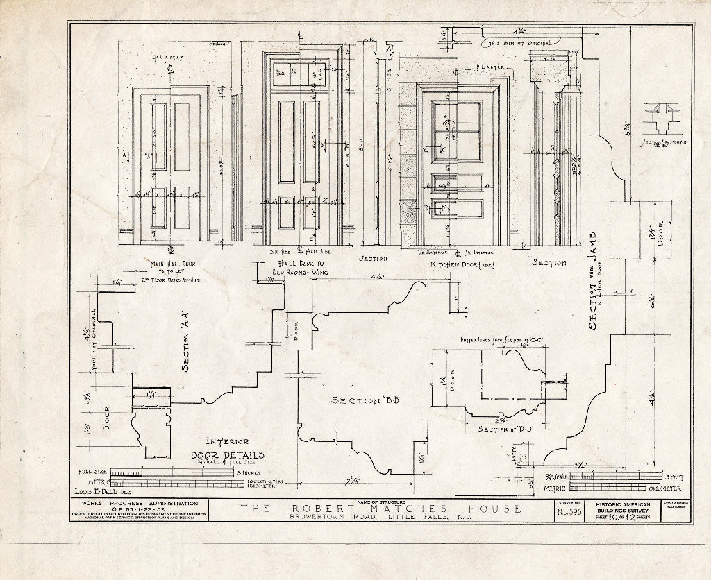 Blueprint HABS NJ,16-LITFA,3- (Sheet 10 of 12) - Robert Matches House, Browertown Road, Little Falls, Passaic County, NJ