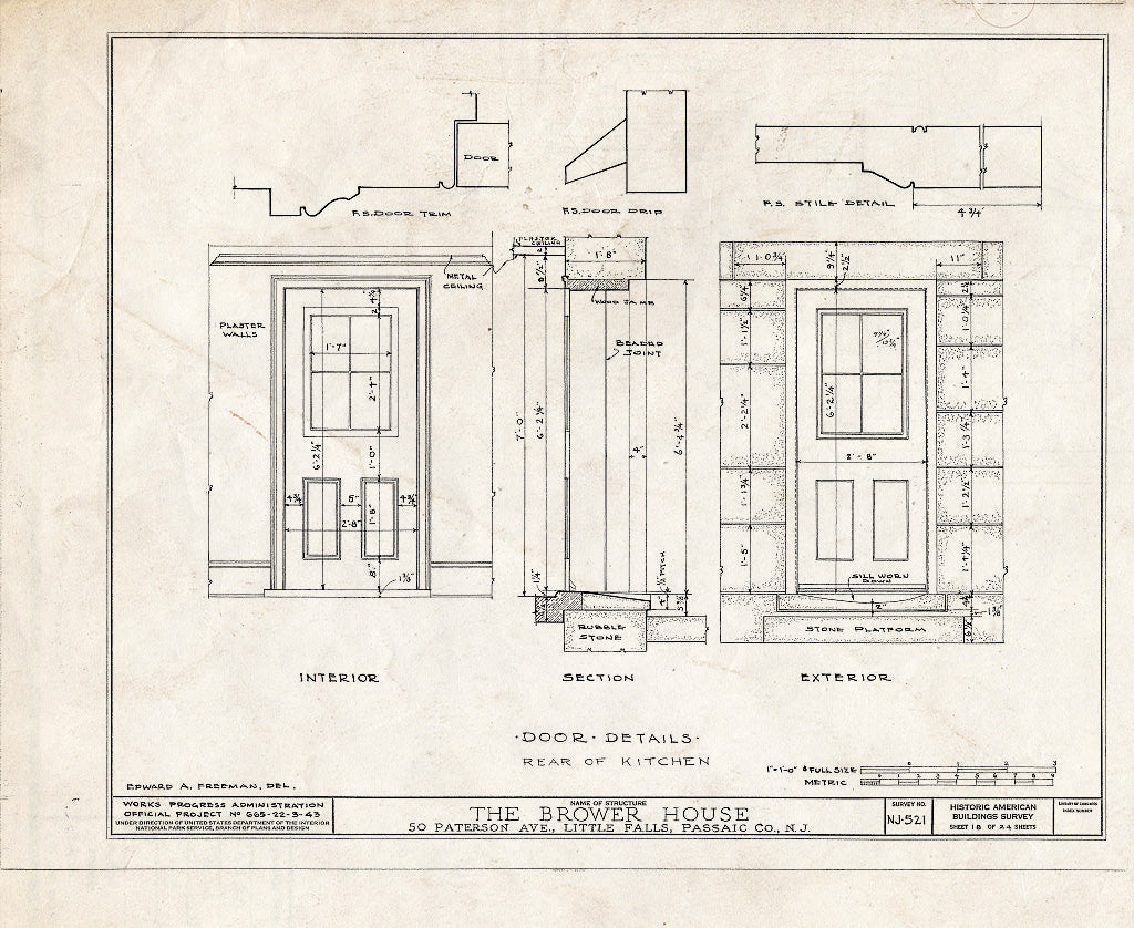 Blueprint HABS NJ,16-LITFA,2- (Sheet 18 of 24) - Brower House, 50 Paterson Avenue, Little Falls, Passaic County, NJ