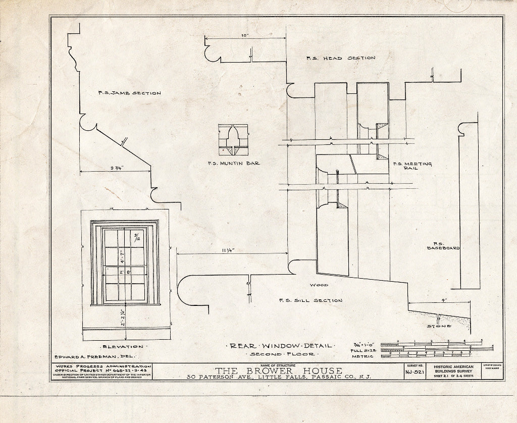 Blueprint HABS NJ,16-LITFA,2- (Sheet 21 of 24) - Brower House, 50 Paterson Avenue, Little Falls, Passaic County, NJ