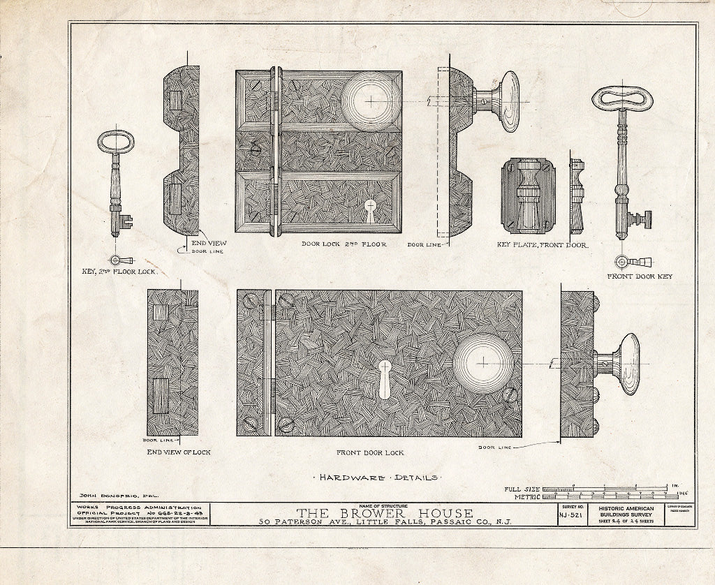 Blueprint HABS NJ,16-LITFA,2- (Sheet 24 of 24) - Brower House, 50 Paterson Avenue, Little Falls, Passaic County, NJ