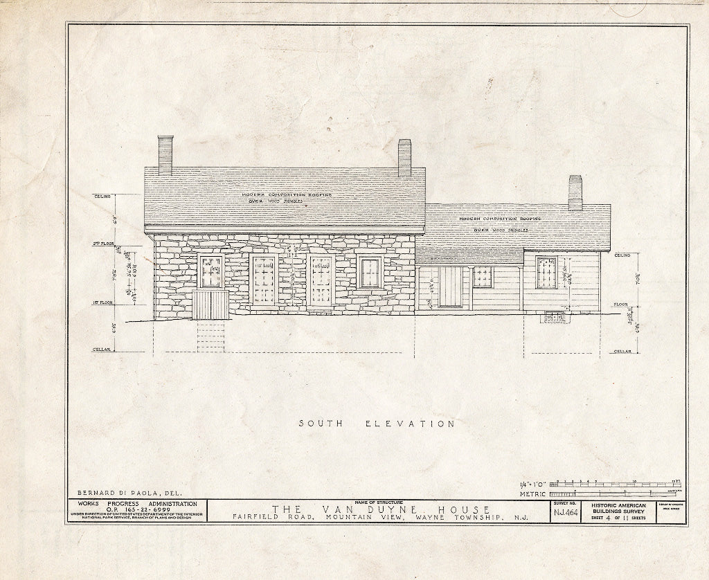 Blueprint HABS NJ,16-MOUV,1- (Sheet 4 of 11) - Van Duyne House, 636 Fairfield Road, Mountain View, Passaic County, NJ