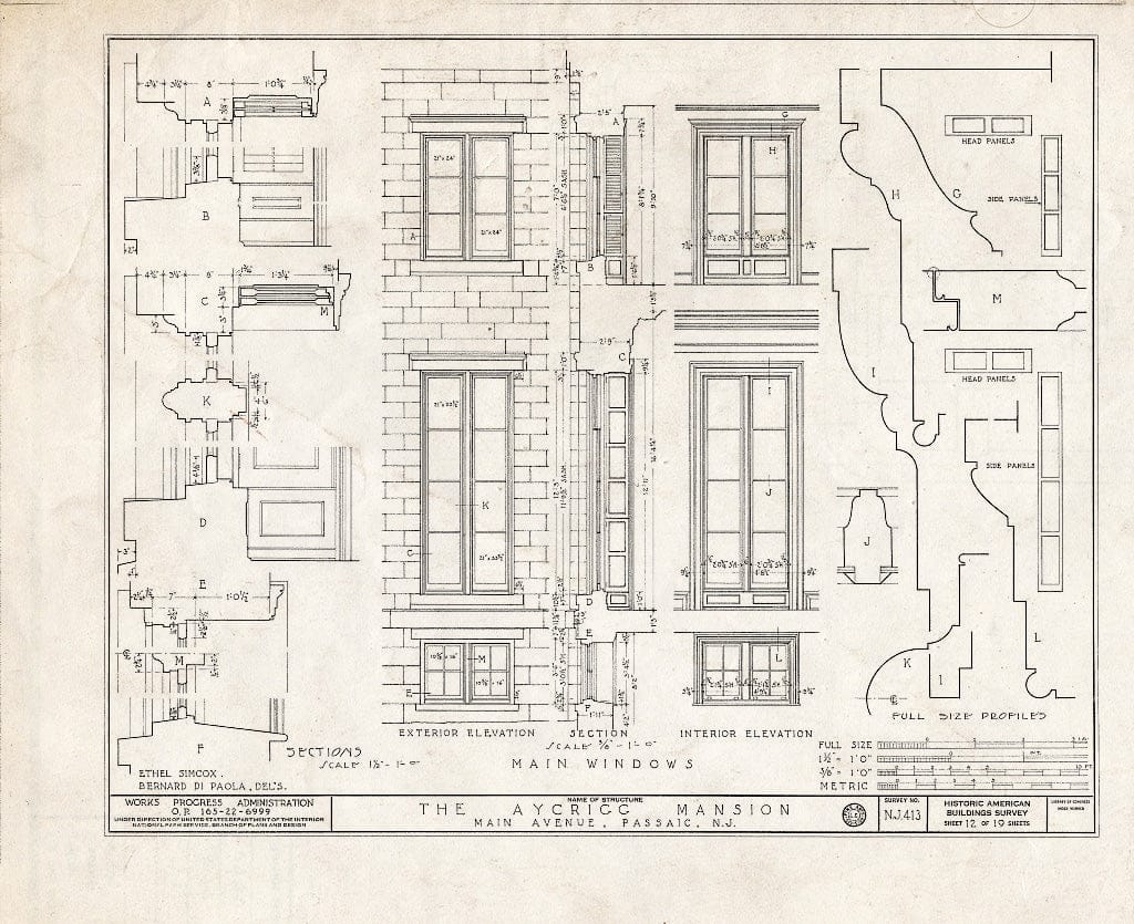 Blueprint HABS NJ,16-PASA,3- (Sheet 12 of 19) - Aycrigg Mansion, Main Avenue, Passaic, Passaic County, NJ