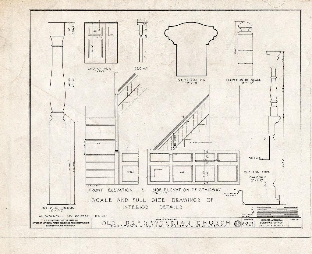 Blueprint HABS NJ,17-DARTO,1- (Sheet 6 of 6) - Old Pittsgrove Presbyterian Church, Aldine Road, Daretown, Salem County, NJ