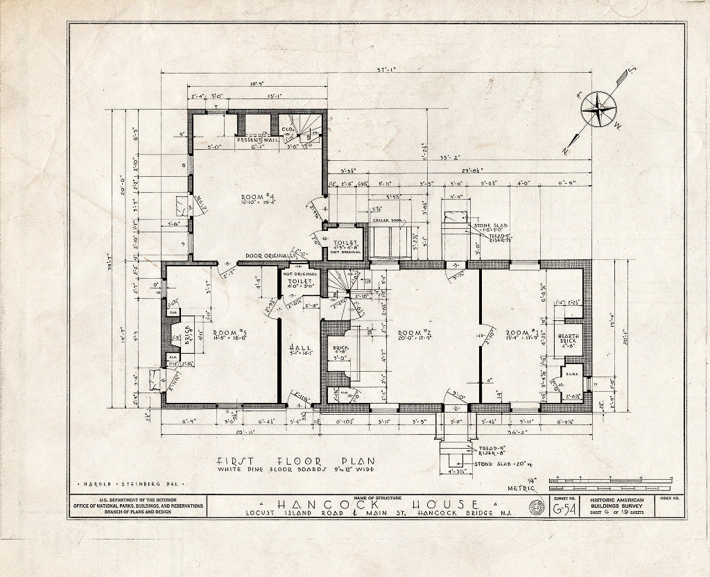 Blueprint HABS NJ,17-HANBR,1- (Sheet 6 of 19) - Hancock House, Locust Island Road & Main Street, Hancocks Bridge, Salem County, NJ