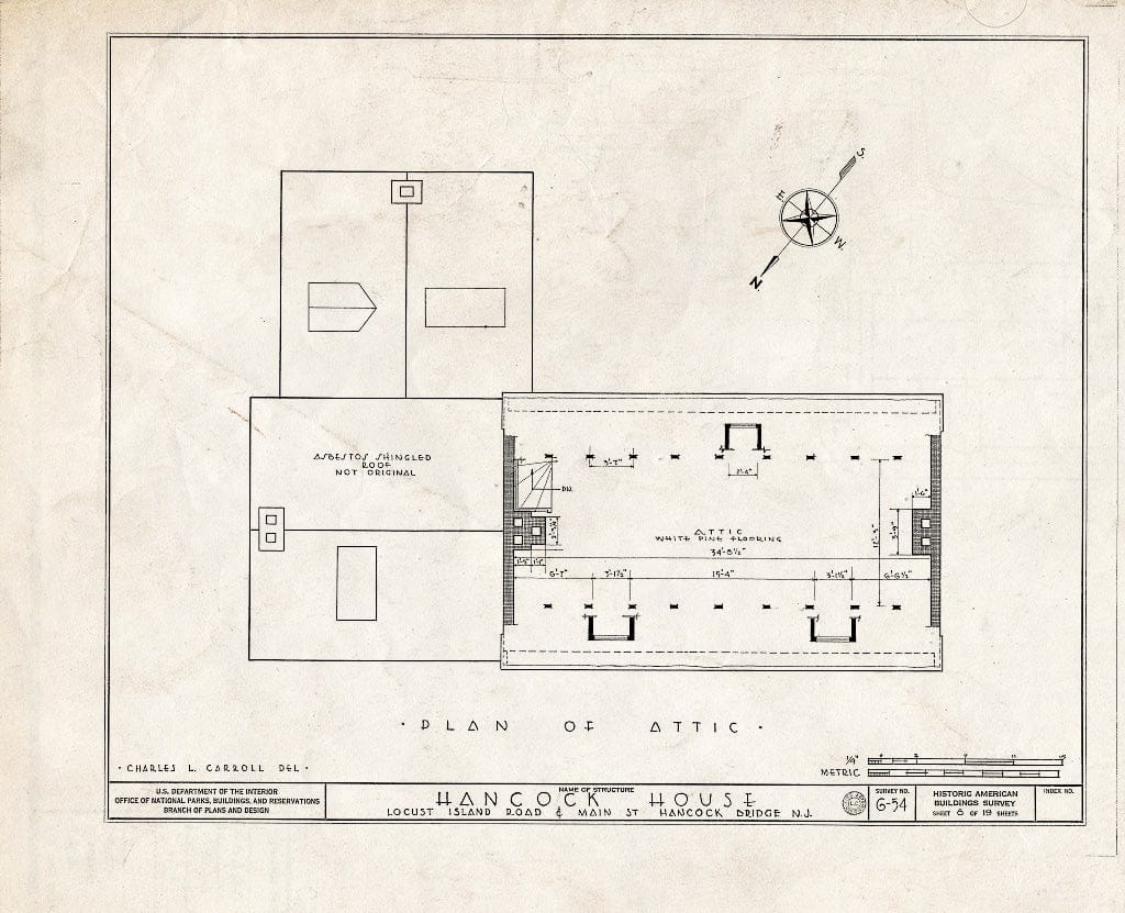Blueprint HABS NJ,17-HANBR,1- (Sheet 8 of 19) - Hancock House, Locust Island Road & Main Street, Hancocks Bridge, Salem County, NJ