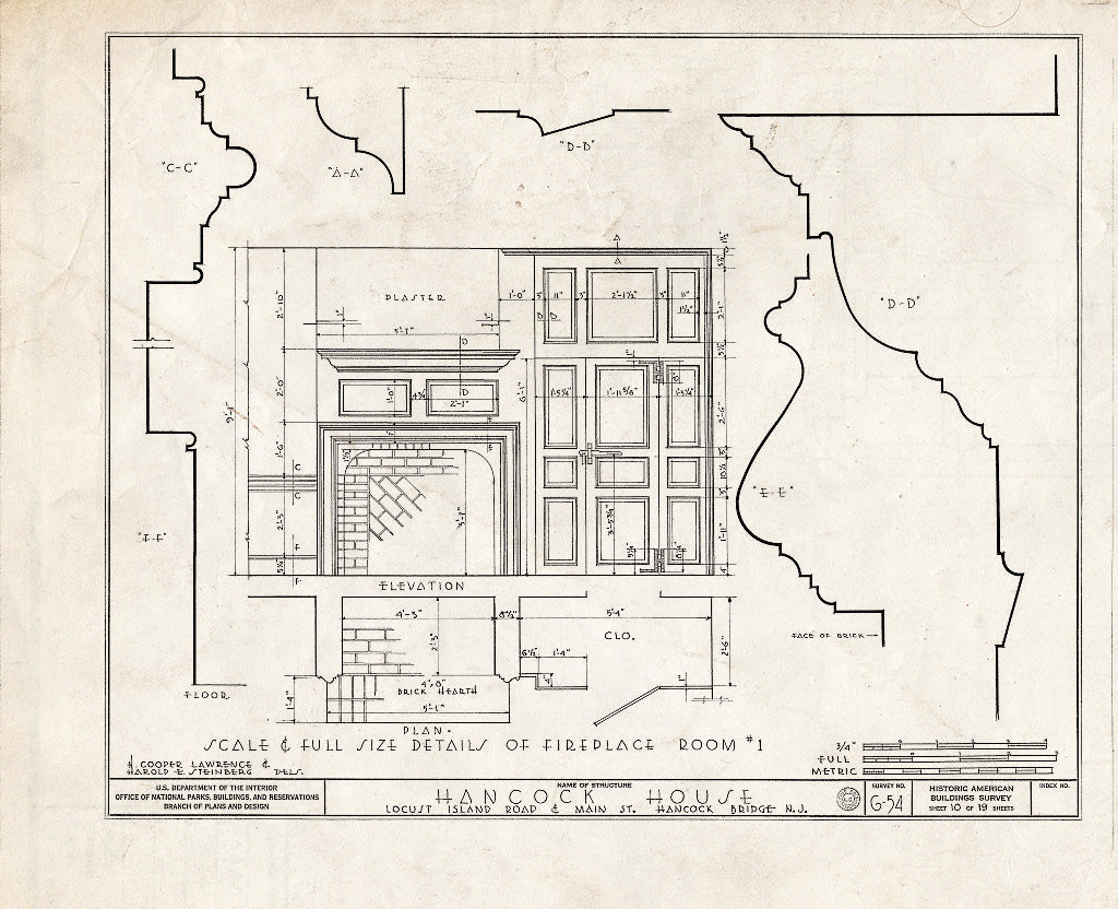 Blueprint HABS NJ,17-HANBR,1- (Sheet 10 of 19) - Hancock House, Locust Island Road & Main Street, Hancocks Bridge, Salem County, NJ