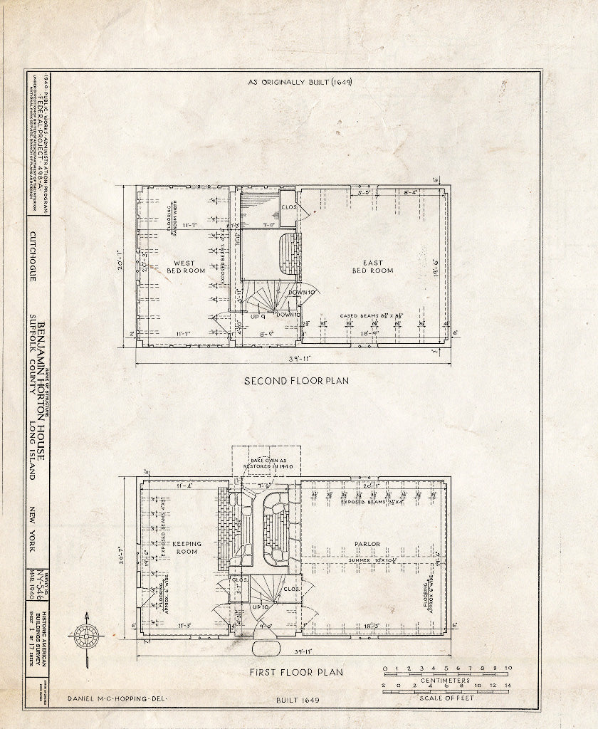 Blueprint HABS NY,52-Cutch,1- (Sheet 1 of 17) - Horton-Wickham-Landon House, Kings Highway (Moved from NY, Southhold), Cutchogue, Suffolk County, NY