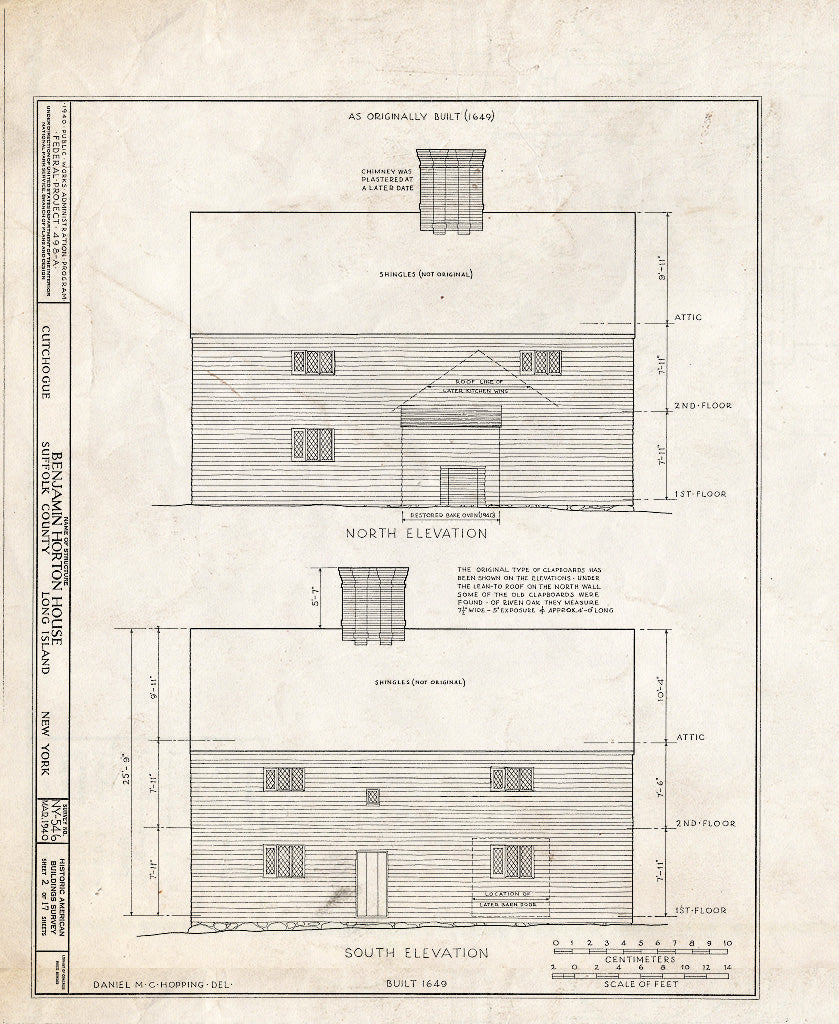 Blueprint HABS NY,52-Cutch,1- (Sheet 2 of 17) - Horton-Wickham-Landon House, Kings Highway (Moved from NY, Southhold), Cutchogue, Suffolk County, NY