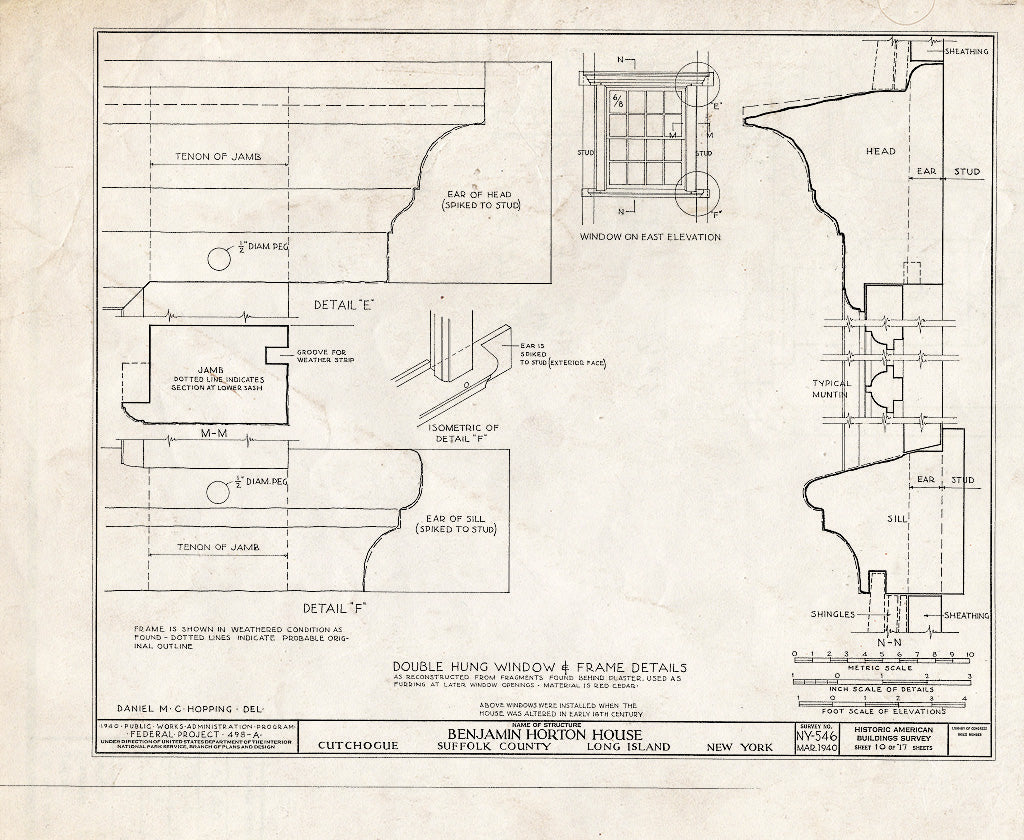 Blueprint HABS NY,52-Cutch,1- (Sheet 10 of 17) - Horton-Wickham-Landon House, Kings Highway (Moved from NY, Southhold), Cutchogue, Suffolk County, NY