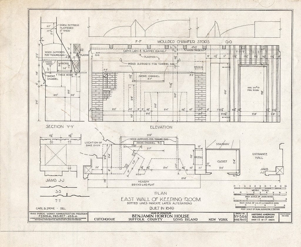 Blueprint HABS NY,52-Cutch,1- (Sheet 12 of 17) - Horton-Wickham-Landon House, Kings Highway (Moved from NY, Southhold), Cutchogue, Suffolk County, NY