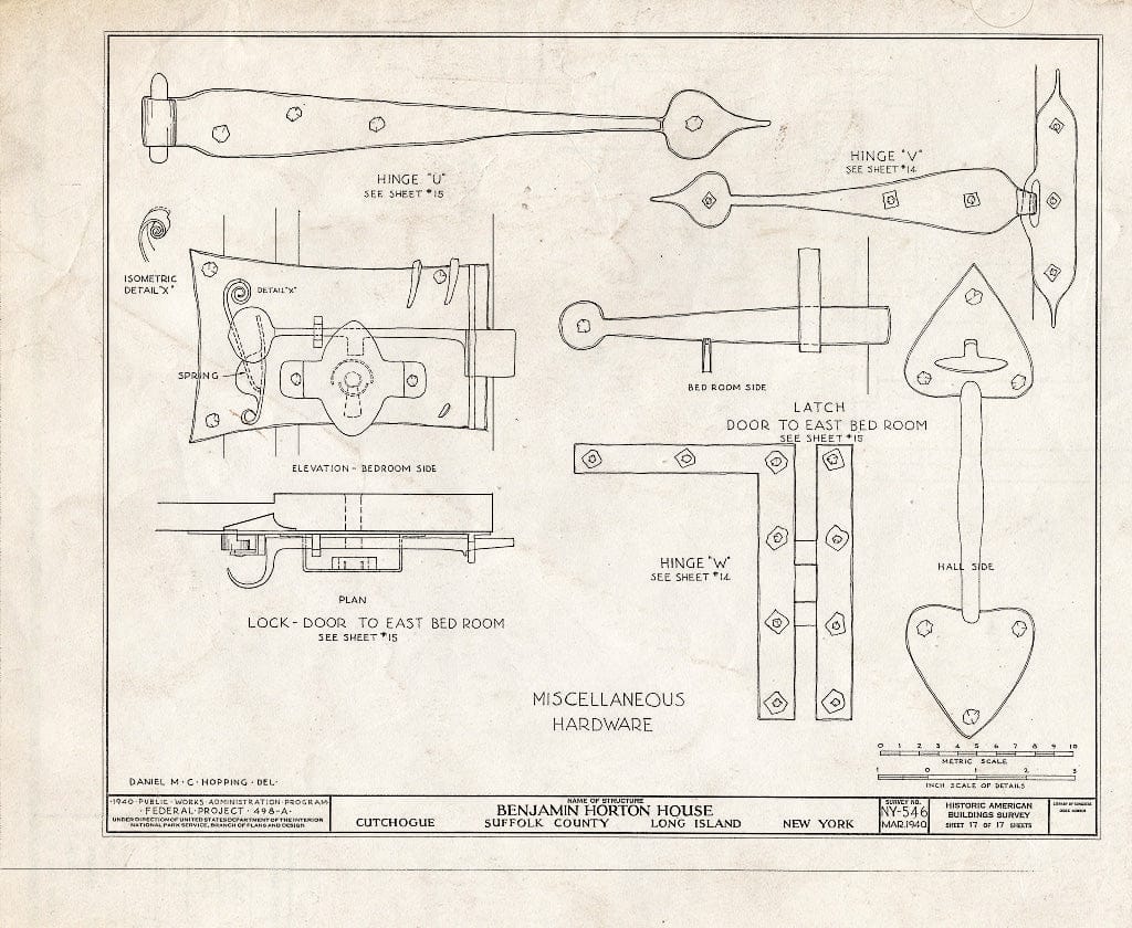 Blueprint HABS NY,52-Cutch,1- (Sheet 17 of 17) - Horton-Wickham-Landon House, Kings Highway (Moved from NY, Southhold), Cutchogue, Suffolk County, NY