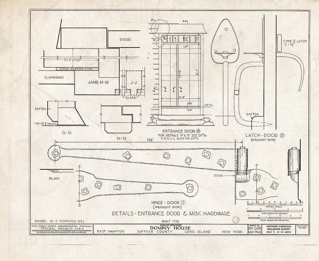 Blueprint HABS NY,52-HAMTE,8- (Sheet 5 of 14) - Dominy House, North Main Street, East Hampton, Suffolk County, NY
