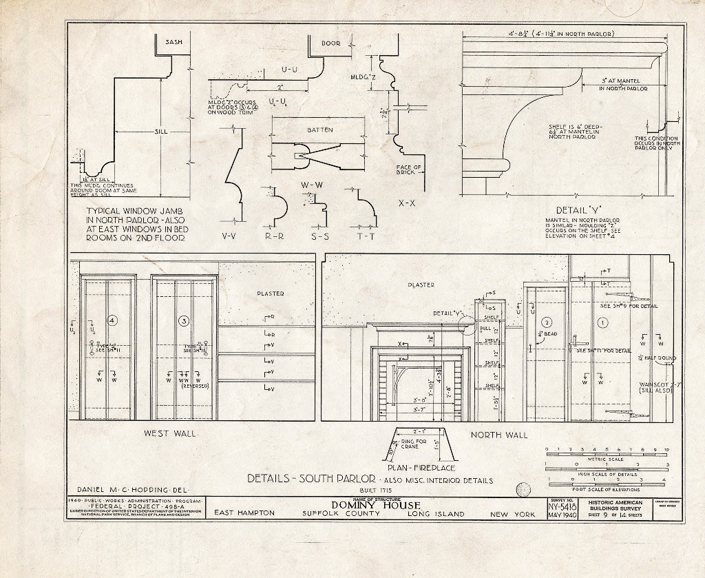 Blueprint HABS NY,52-HAMTE,8- (Sheet 9 of 14) - Dominy House, North Main Street, East Hampton, Suffolk County, NY
