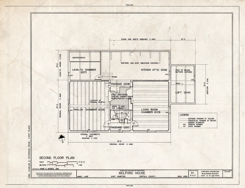 Blueprint HABS NY,52-HAMTE,7- (Sheet 4 of 28) - Mulford House, James Lane, East Hampton, Suffolk County, NY