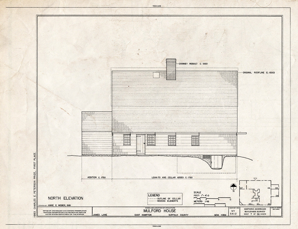 Blueprint HABS NY,52-HAMTE,7- (Sheet 7 of 28) - Mulford House, James Lane, East Hampton, Suffolk County, NY