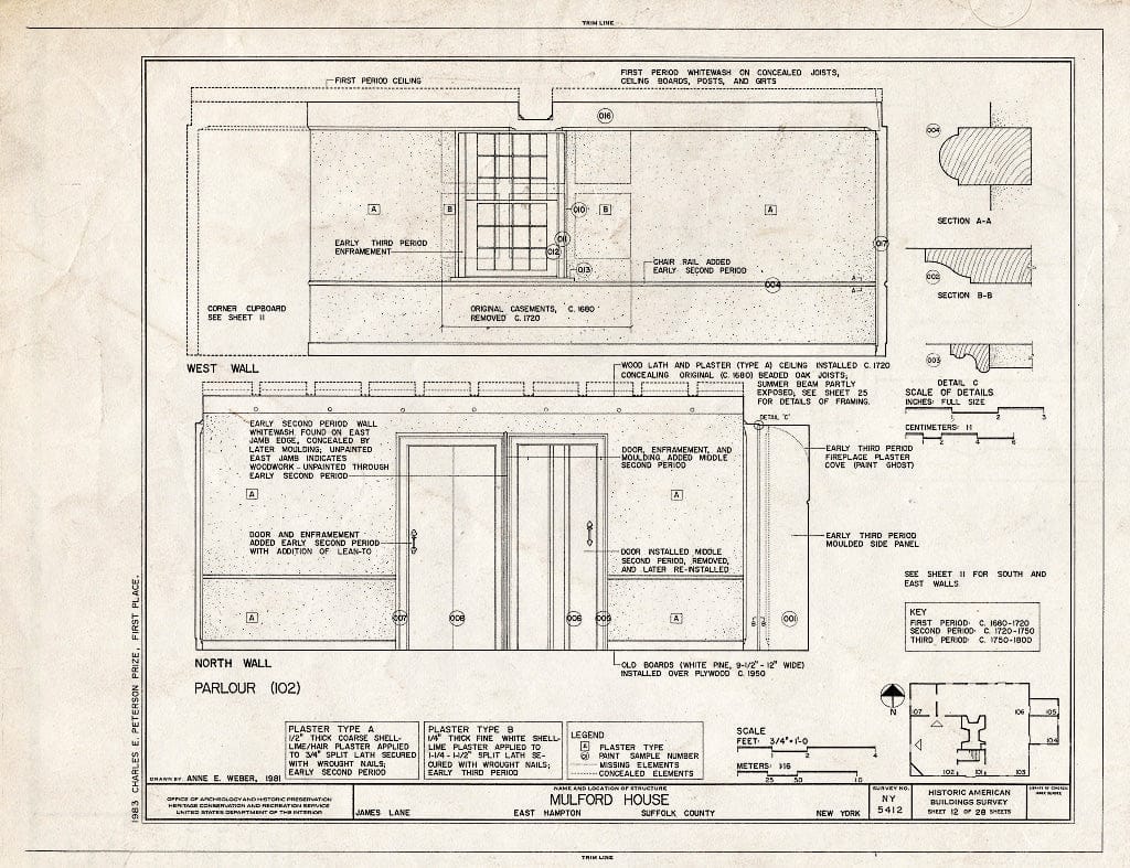 Blueprint HABS NY,52-HAMTE,7- (Sheet 12 of 28) - Mulford House, James Lane, East Hampton, Suffolk County, NY