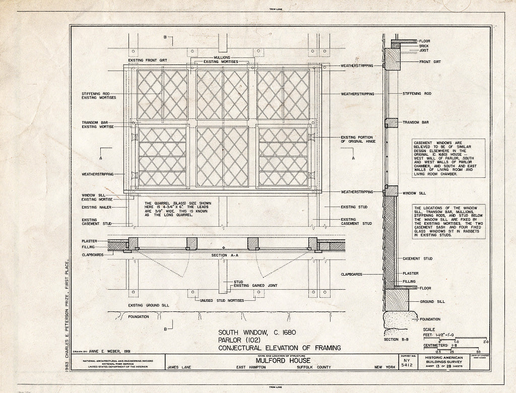 Blueprint HABS NY,52-HAMTE,7- (Sheet 13 of 28) - Mulford House, James Lane, East Hampton, Suffolk County, NY
