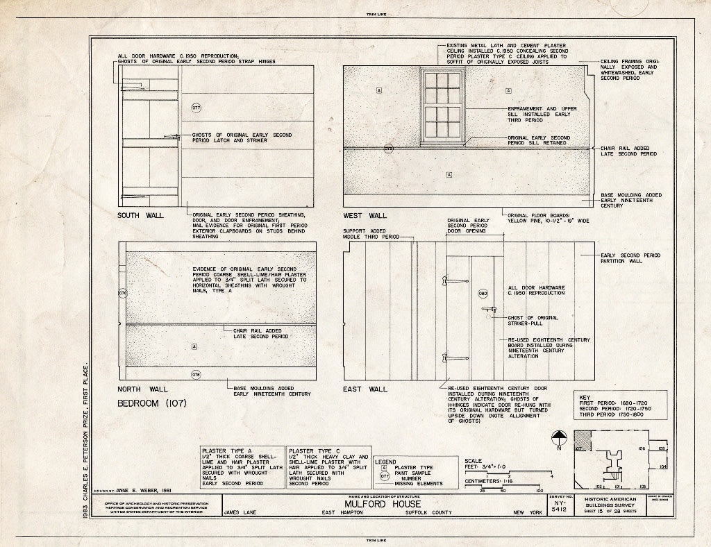 Blueprint HABS NY,52-HAMTE,7- (Sheet 15 of 28) - Mulford House, James Lane, East Hampton, Suffolk County, NY