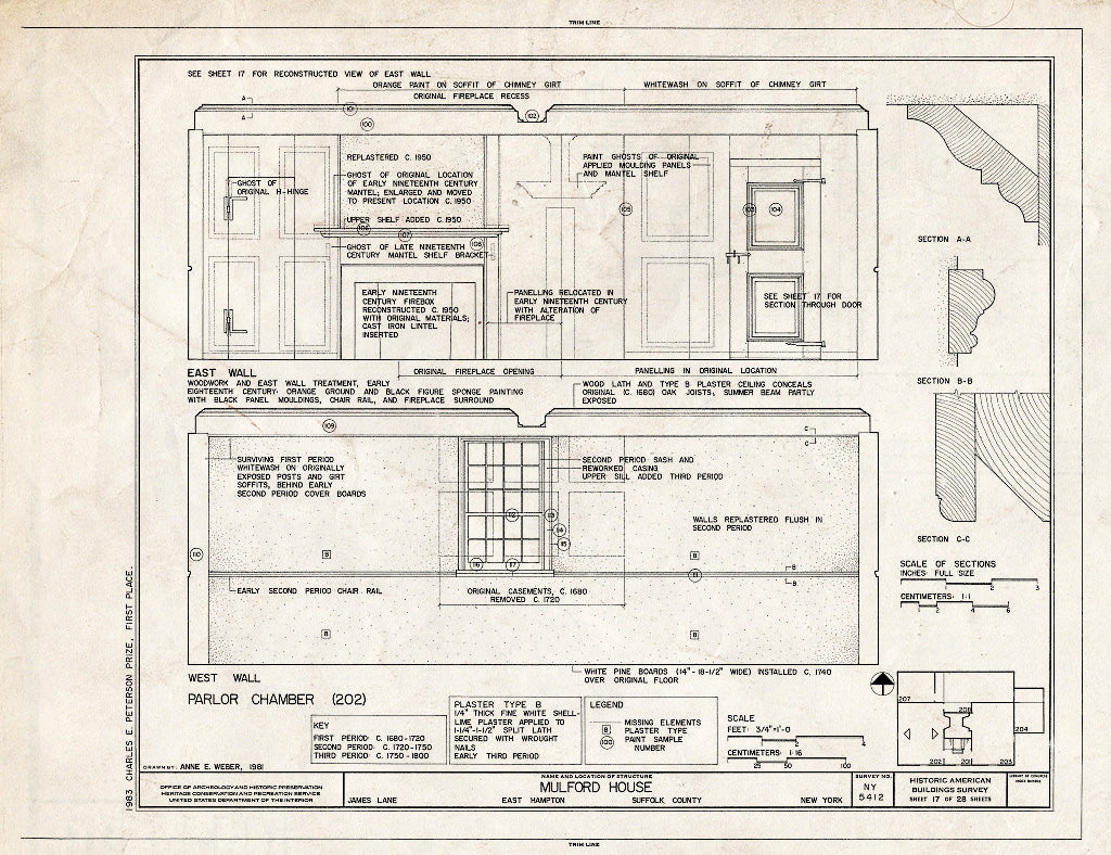 Blueprint HABS NY,52-HAMTE,7- (Sheet 17 of 28) - Mulford House, James Lane, East Hampton, Suffolk County, NY