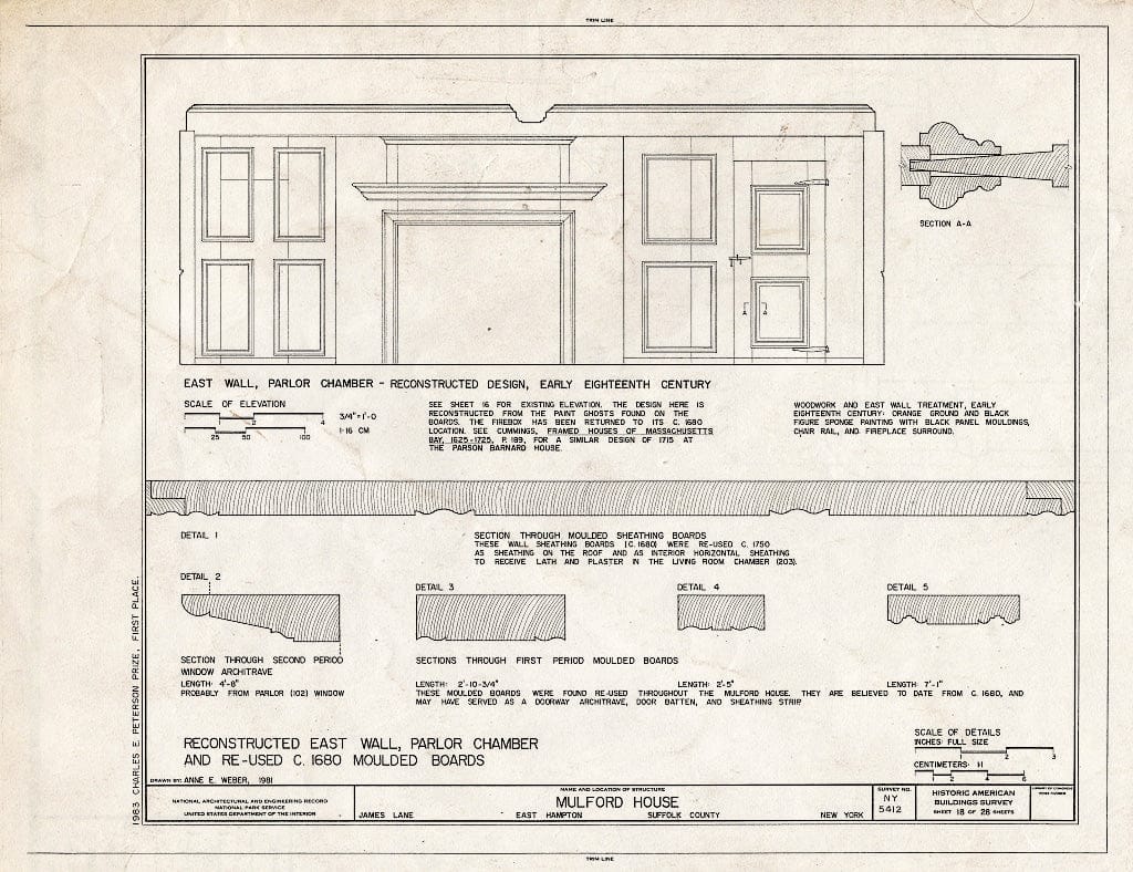 Blueprint HABS NY,52-HAMTE,7- (Sheet 18 of 28) - Mulford House, James Lane, East Hampton, Suffolk County, NY