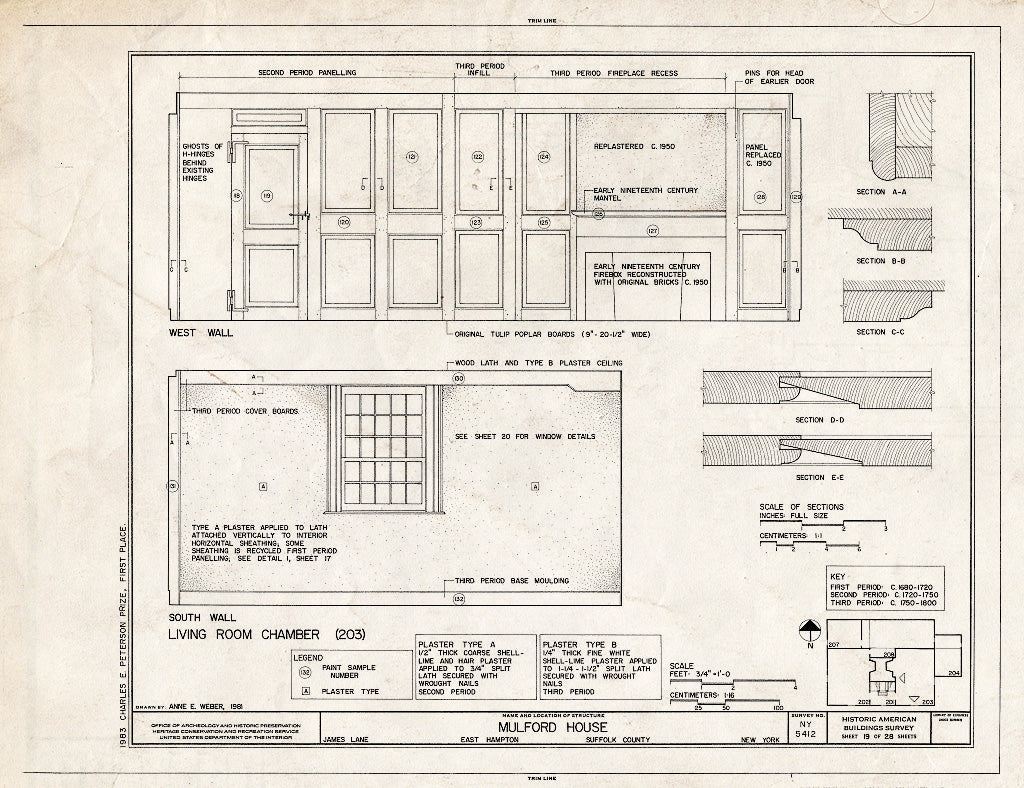 Blueprint HABS NY,52-HAMTE,7- (Sheet 19 of 28) - Mulford House, James Lane, East Hampton, Suffolk County, NY