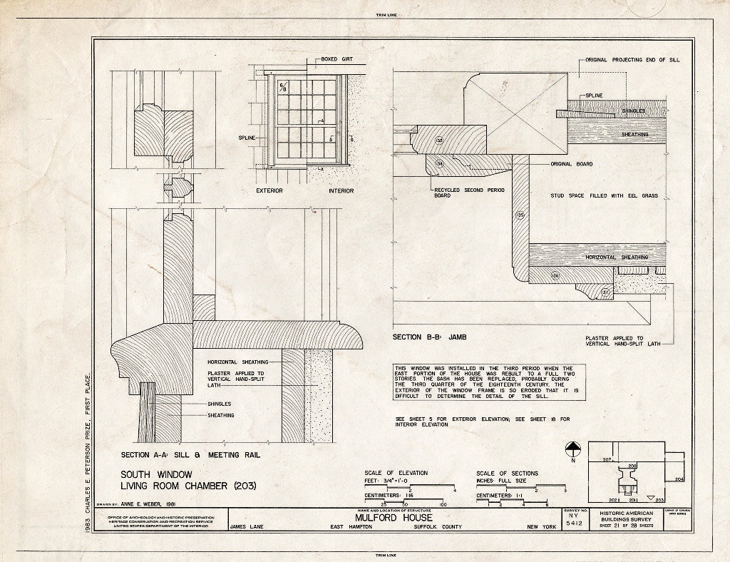 Blueprint HABS NY,52-HAMTE,7- (Sheet 21 of 28) - Mulford House, James Lane, East Hampton, Suffolk County, NY