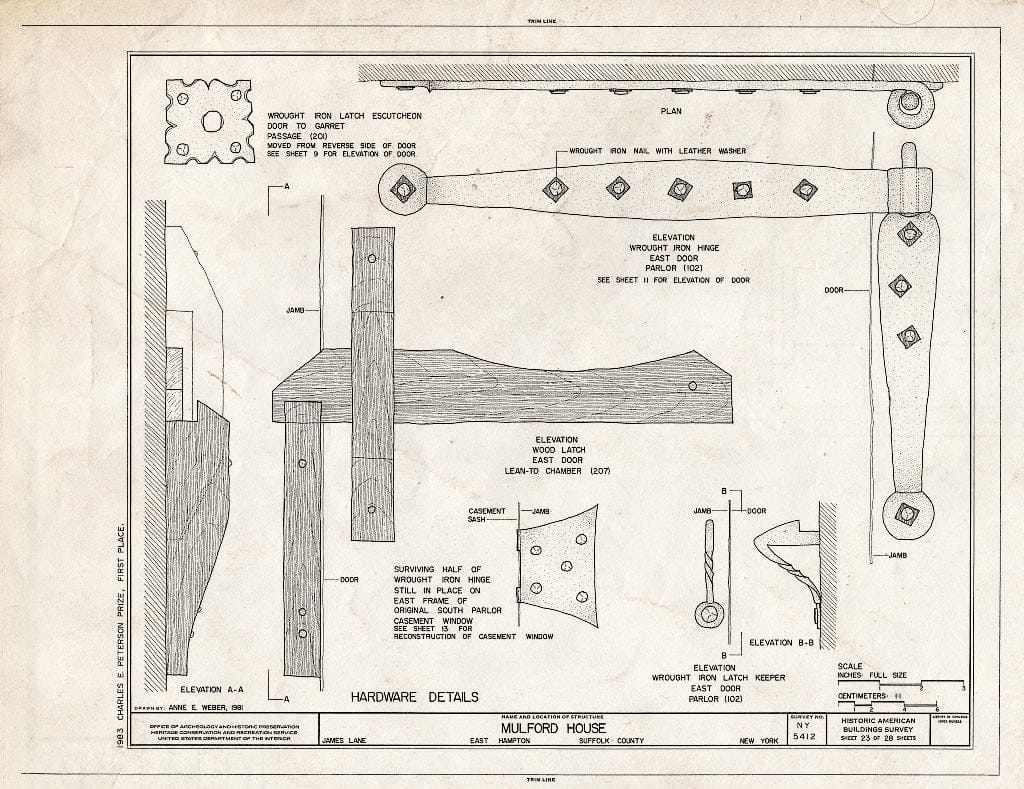 Blueprint HABS NY,52-HAMTE,7- (Sheet 23 of 28) - Mulford House, James Lane, East Hampton, Suffolk County, NY