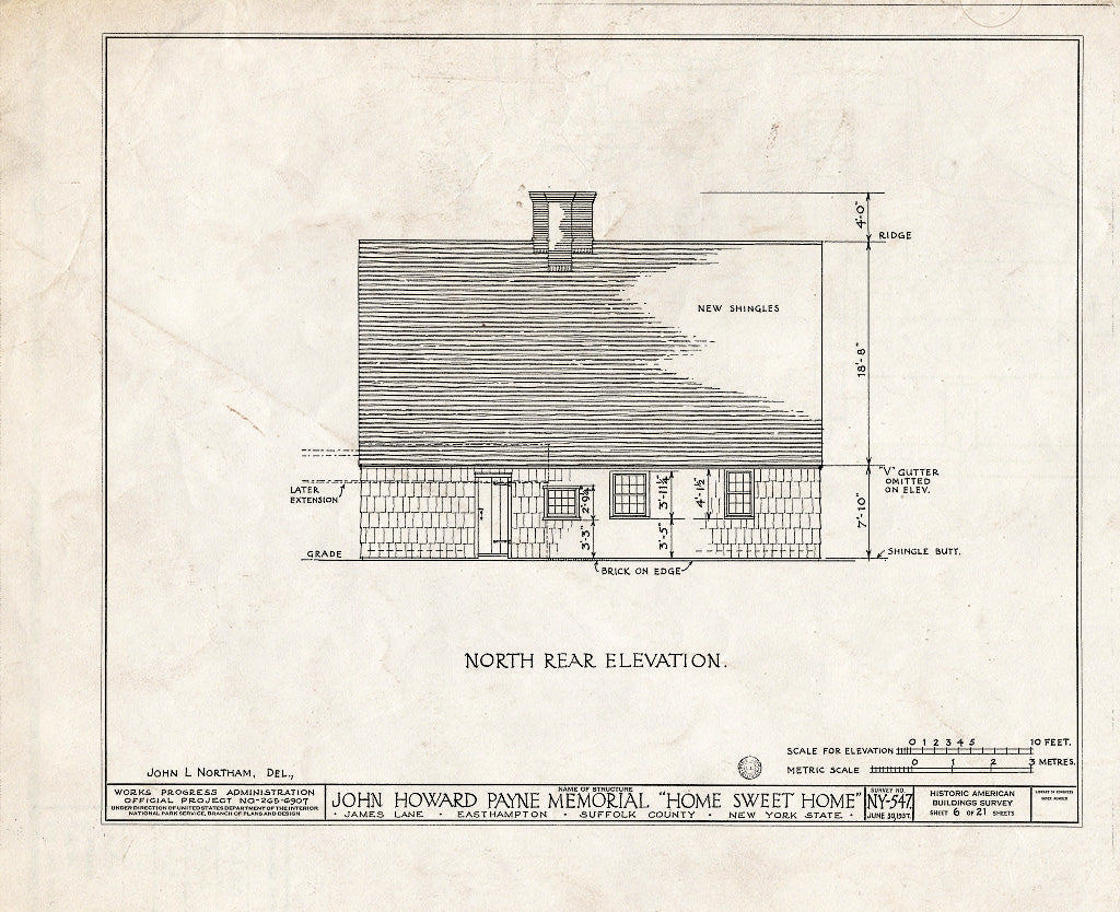 Blueprint HABS NY,52-HAMTE,5- (Sheet 6 of 21) - John Howard Payne Memorial, James Lane, East Hampton, Suffolk County, NY