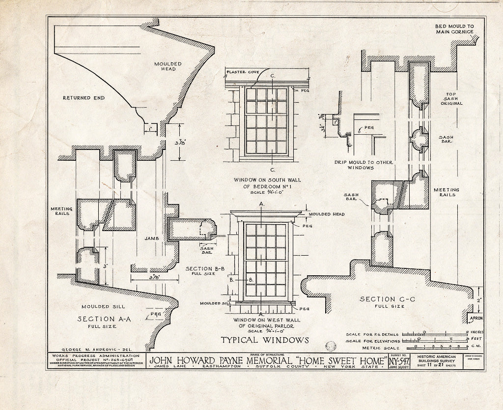 Blueprint HABS NY,52-HAMTE,5- (Sheet 11 of 21) - John Howard Payne Memorial, James Lane, East Hampton, Suffolk County, NY