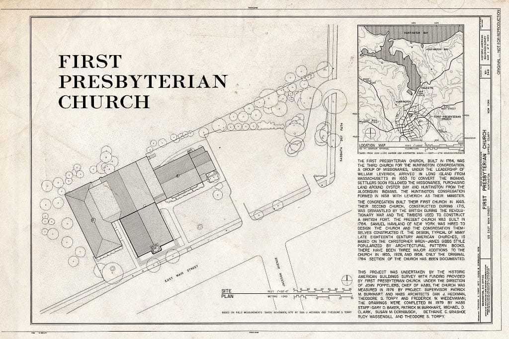 Blueprint HABS NY,52-HUNTO,1- (Sheet 1 of 7) - First Presbyterian Church, 125 East Main Street, Huntington, Suffolk County, NY