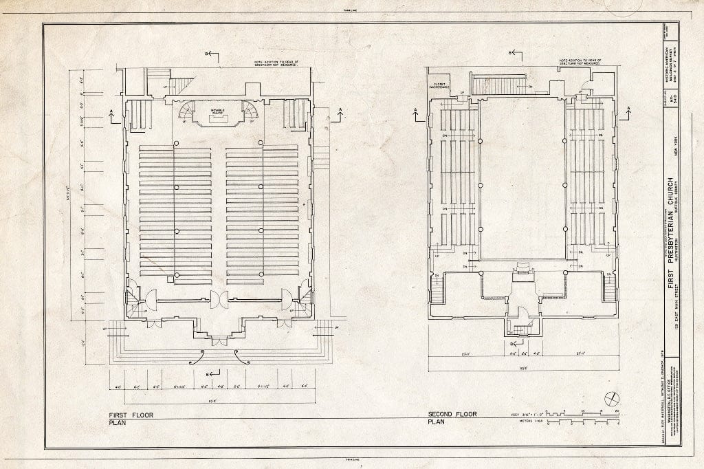 Blueprint HABS NY,52-HUNTO,1- (Sheet 2 of 7) - First Presbyterian Church, 125 East Main Street, Huntington, Suffolk County, NY