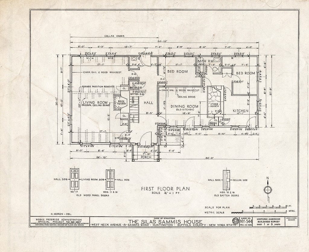 Blueprint HABS NY,52-HUNTO.V,1- (Sheet 1 of 8) - Silas Sammis House, West Neck Avenue & Sammis Road, Huntington, Suffolk County, NY