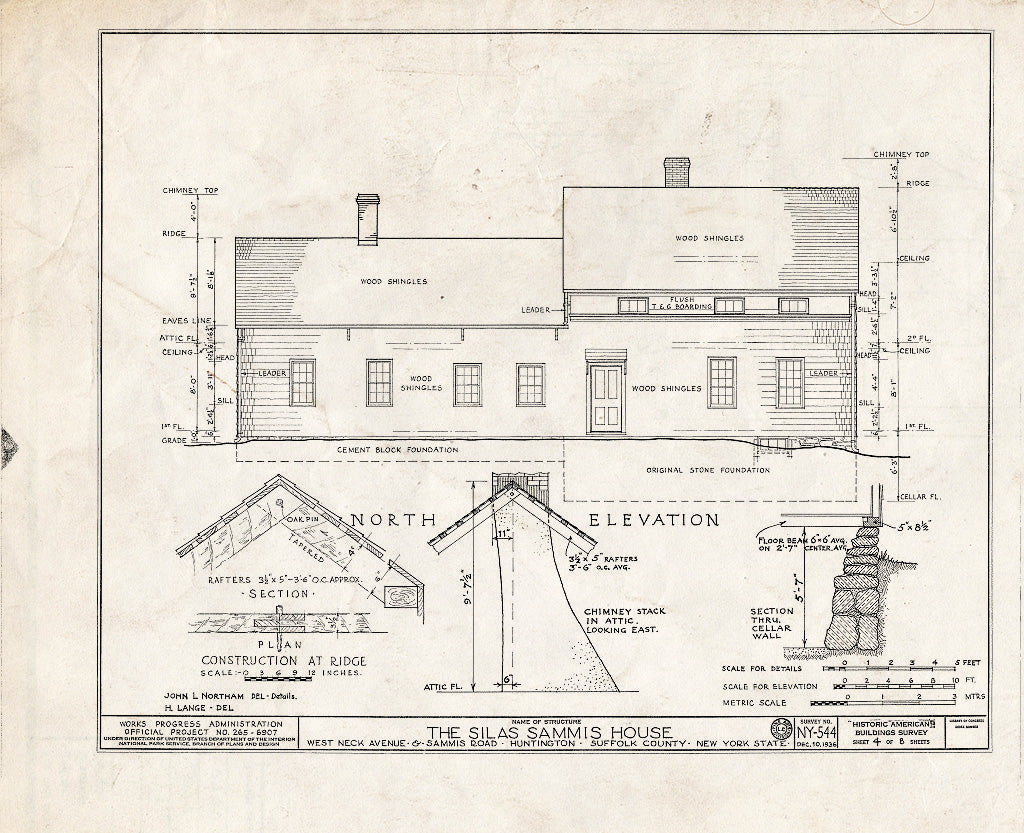 Blueprint HABS NY,52-HUNTO.V,1- (Sheet 4 of 8) - Silas Sammis House, West Neck Avenue & Sammis Road, Huntington, Suffolk County, NY