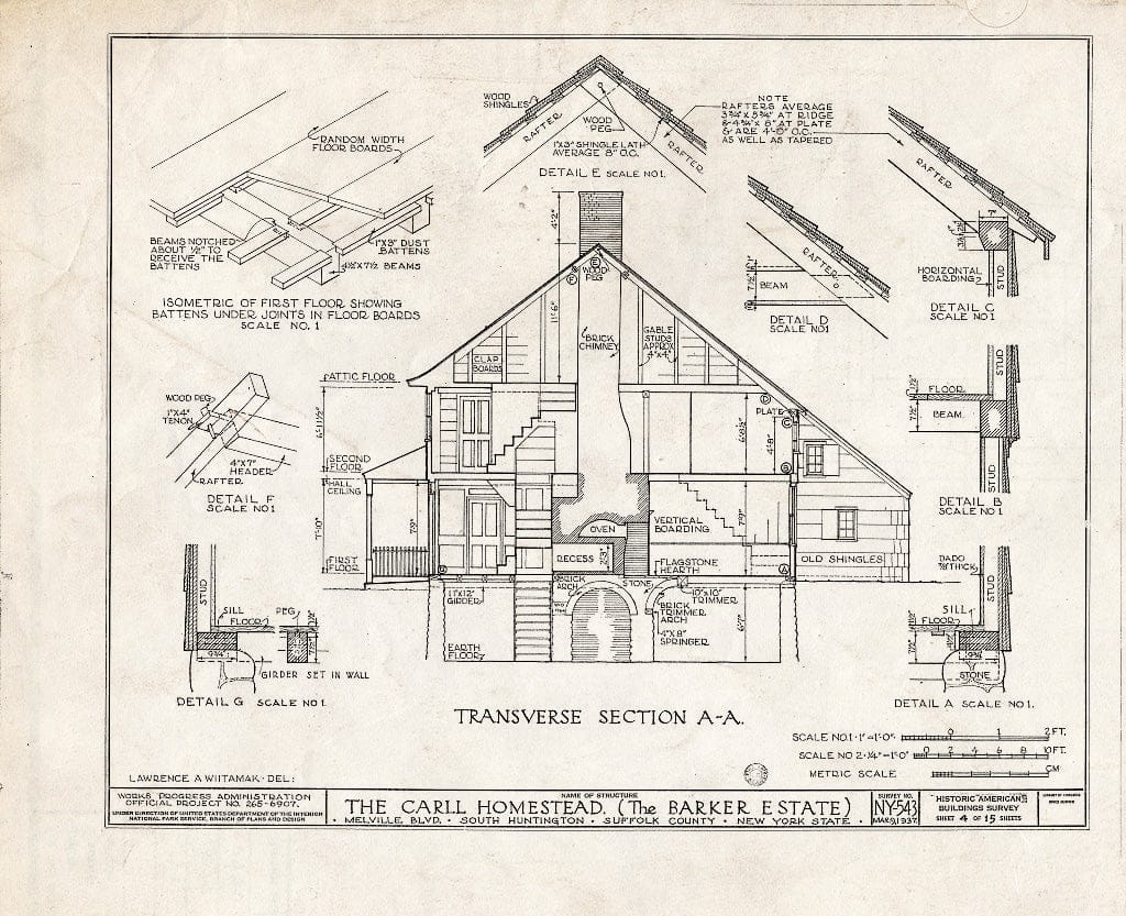 Blueprint HABS NY,52-Hunts,1- (Sheet 4 of 15) - Carll Homestead, Melville Boulevard, Huntington, Suffolk County, NY