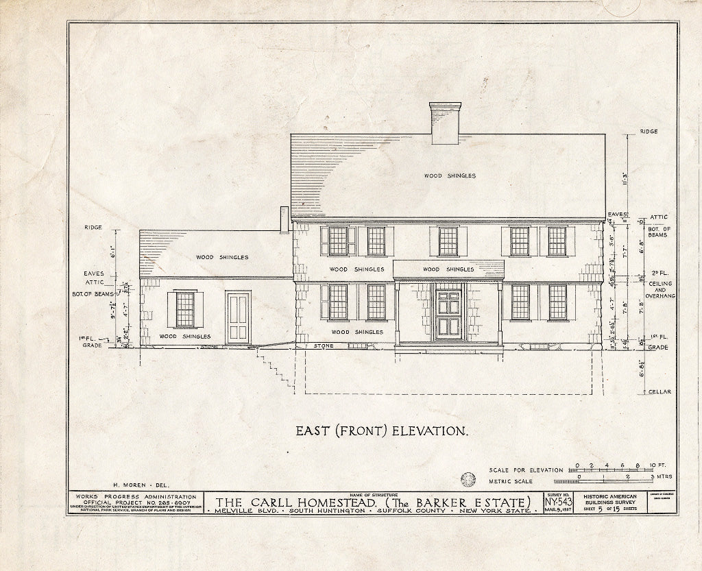 Blueprint HABS NY,52-Hunts,1- (Sheet 5 of 15) - Carll Homestead, Melville Boulevard, Huntington, Suffolk County, NY