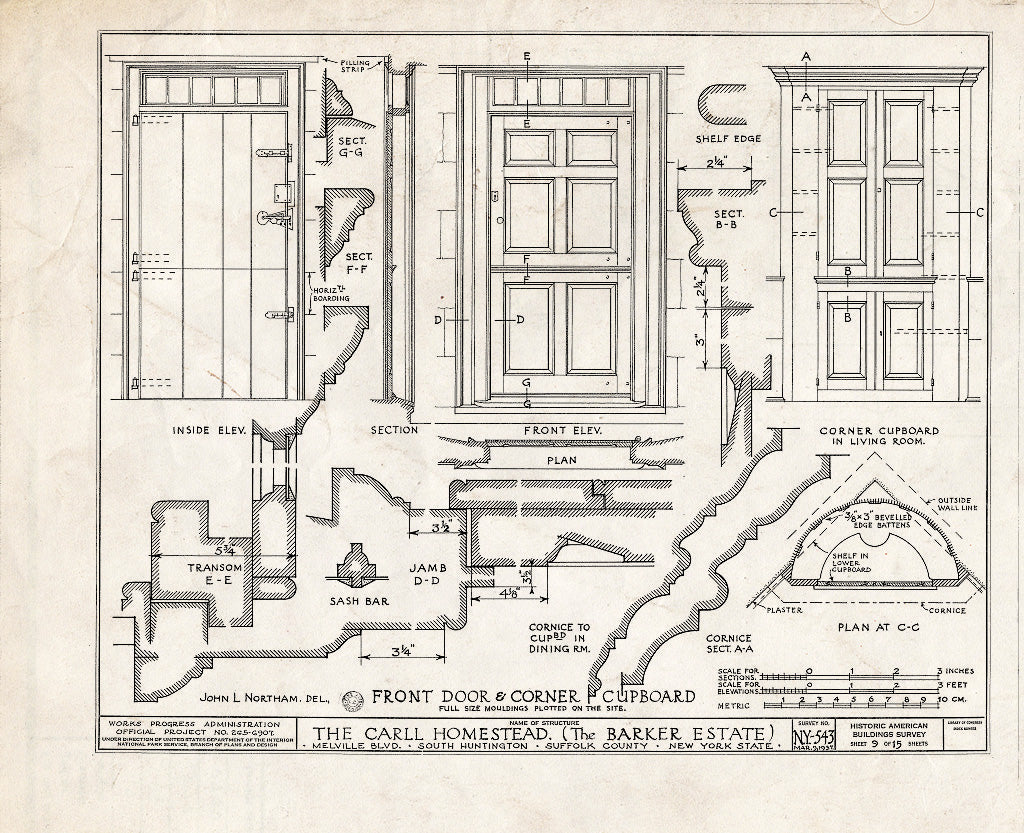 Blueprint HABS NY,52-Hunts,1- (Sheet 9 of 15) - Carll Homestead, Melville Boulevard, Huntington, Suffolk County, NY