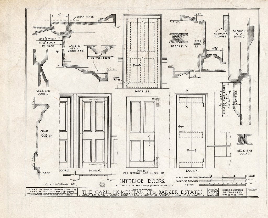 Blueprint HABS NY,52-Hunts,1- (Sheet 11 of 15) - Carll Homestead, Melville Boulevard, Huntington, Suffolk County, NY