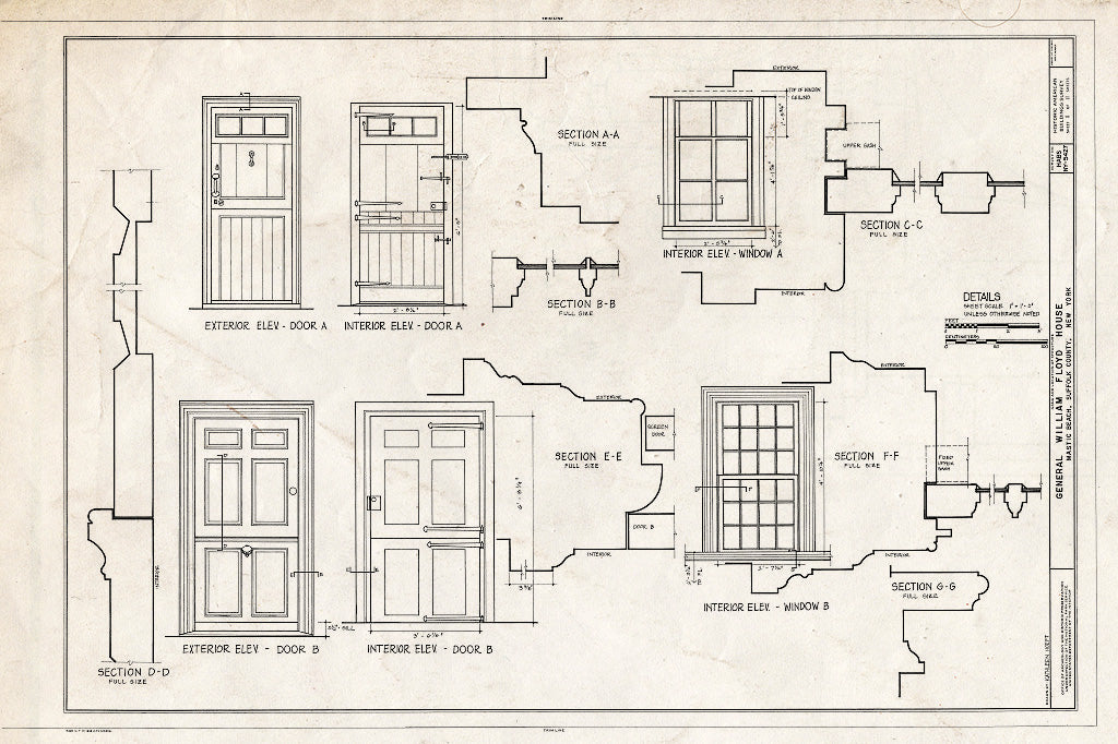 Blueprint HABS NY,52-MAST,1- (Sheet 11 of 11) - General William Floyd House, Washington Avenue & Wavecrest Drive, Mastic Beach, Suffolk County, NY