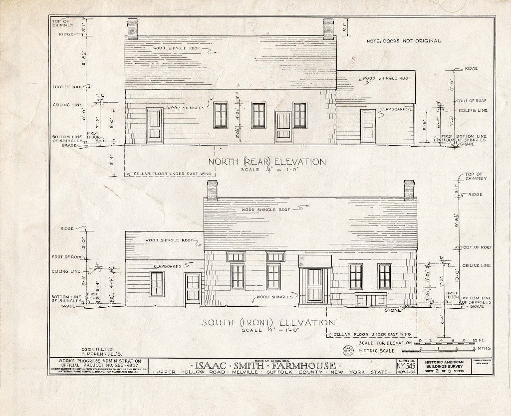 Blueprint HABS NY,52-MELV,1- (Sheet 2 of 3) - Isaac Smith Farmhouse, Upper Hollow & Pine Lawn Roads, Melville, Suffolk County, NY