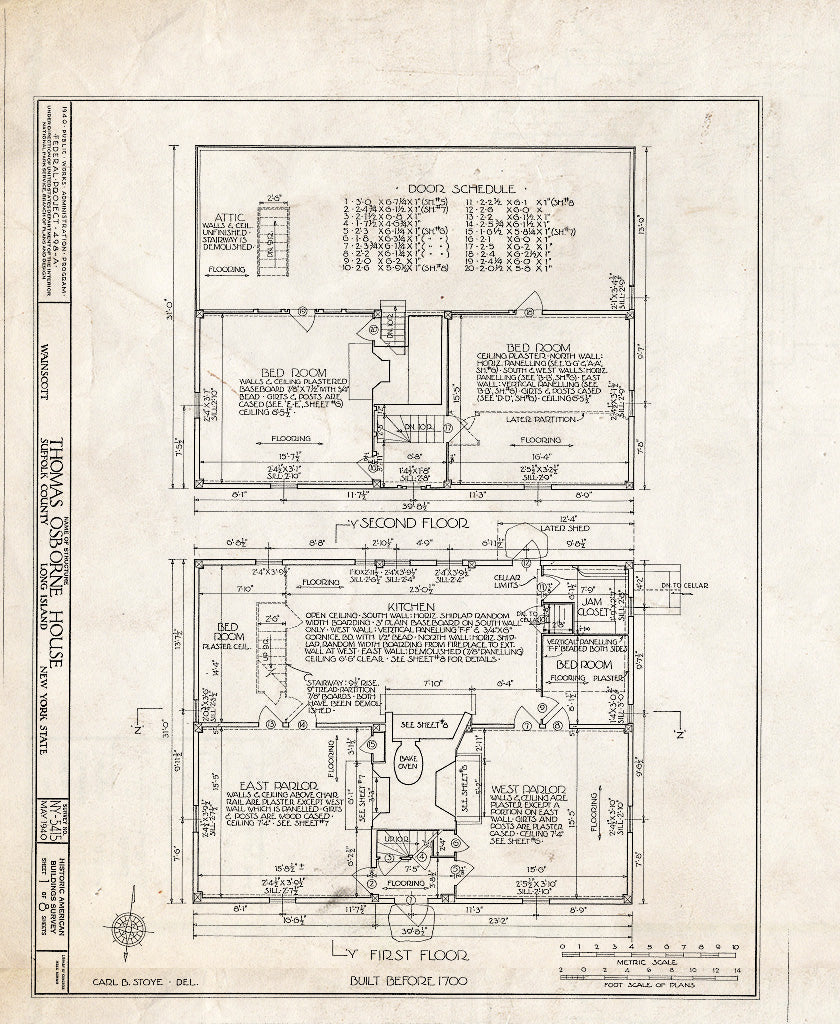 Blueprint HABS NY,52-WAISCO,1- (Sheet 1 of 8) - Thomas Osbourne House, Wainscott Road, Wainscott, Suffolk County, NY