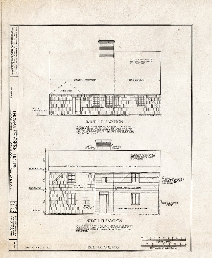 Blueprint HABS NY,52-WAISCO,1- (Sheet 2 of 8) - Thomas Osbourne House, Wainscott Road, Wainscott, Suffolk County, NY