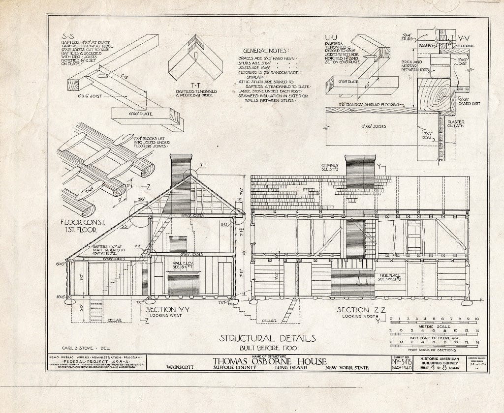 Blueprint HABS NY,52-WAISCO,1- (Sheet 4 of 8) - Thomas Osbourne House, Wainscott Road, Wainscott, Suffolk County, NY