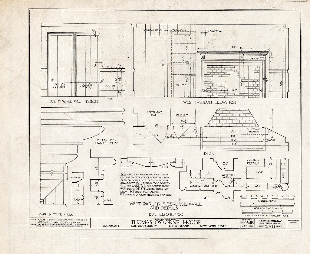 Blueprint HABS NY,52-WAISCO,1- (Sheet 6 of 8) - Thomas Osbourne House, Wainscott Road, Wainscott, Suffolk County, NY