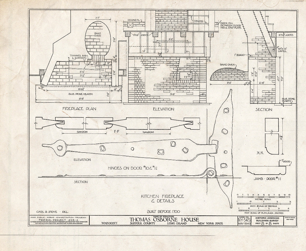 Blueprint HABS NY,52-WAISCO,1- (Sheet 8 of 8) - Thomas Osbourne House, Wainscott Road, Wainscott, Suffolk County, NY