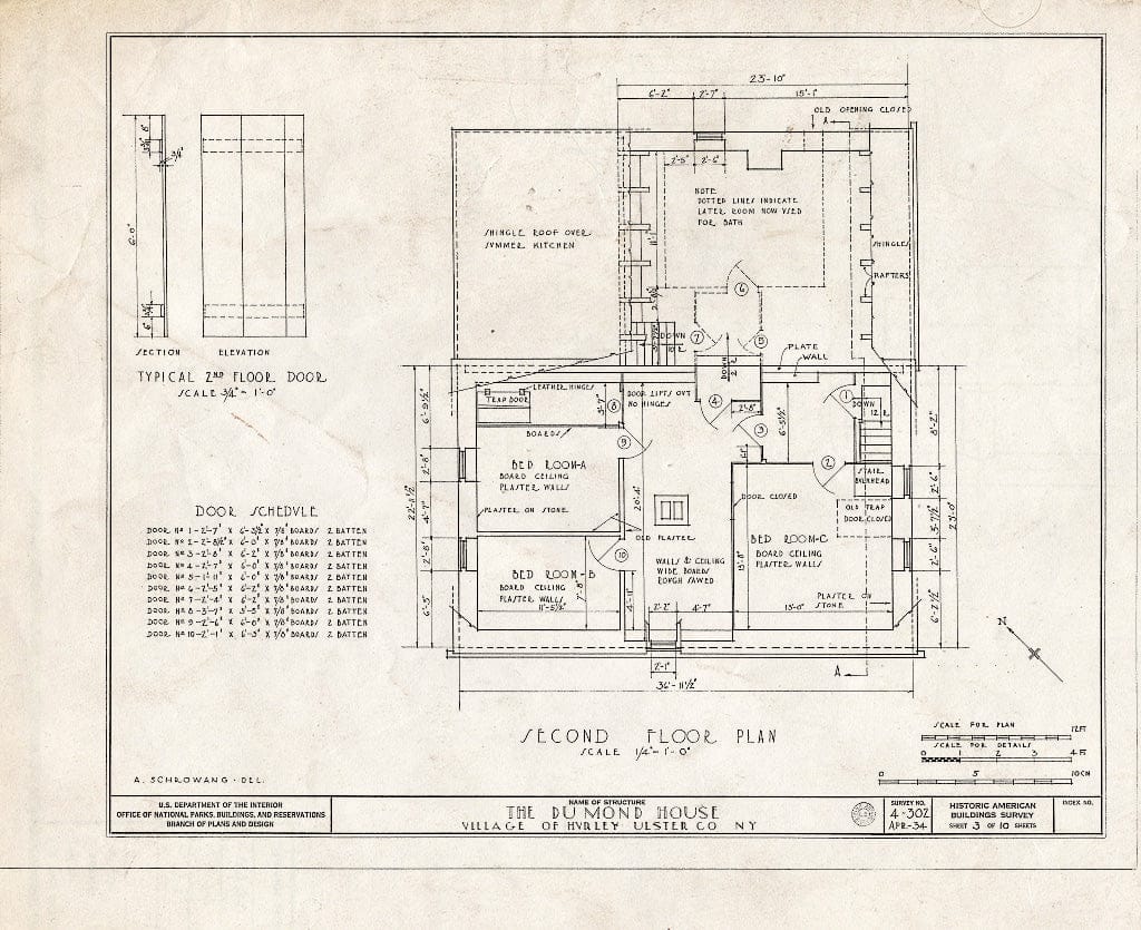 Blueprint HABS NY,56-HUR,5- (Sheet 3 of 10) - DuMond House, Main Street (State Highway 6), Hurley, Ulster County, NY
