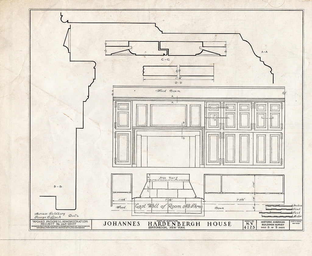 Blueprint HABS NY,56-KER,1- (Sheet 5 of 9) - Johannes Hardenbergh House, Kerhonkson, Ulster County, NY