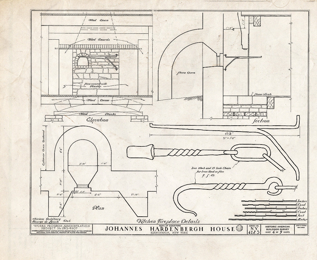 Blueprint HABS NY,56-KER,1- (Sheet 6 of 9) - Johannes Hardenbergh House, Kerhonkson, Ulster County, NY